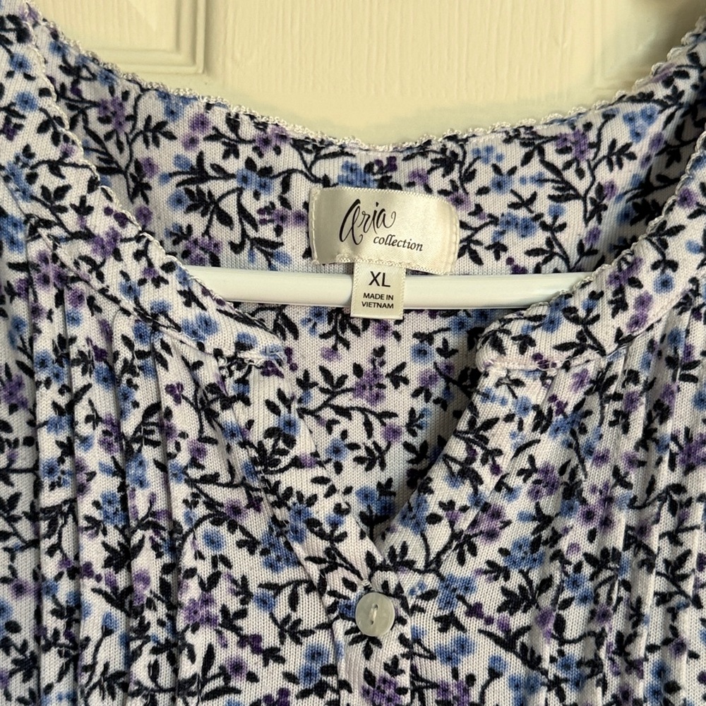 Aria Purple and Blue Floral Pajama Dress - Picture 2 of 6